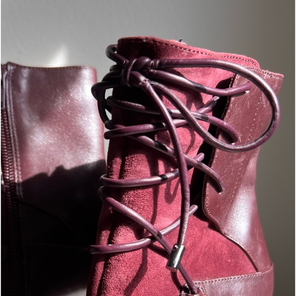 Nine West Maroon Leather Lace-Up Boot Size 5 1/2 - Picture 2 of 12